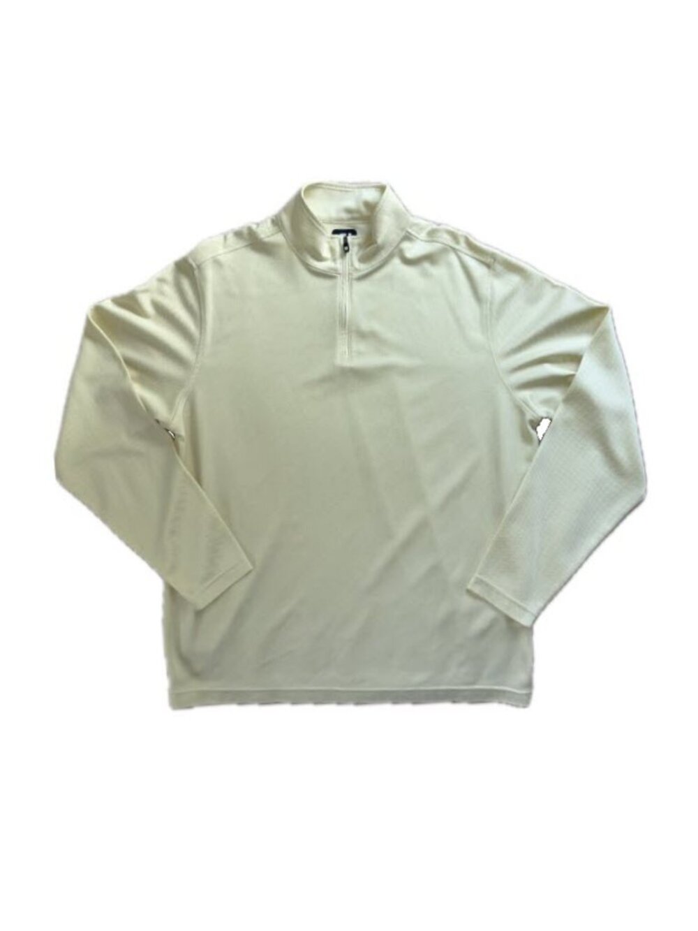 Pale Yellow Men's Long Sleeve FootJoy Quarter Zip Golf Shirt - Medium